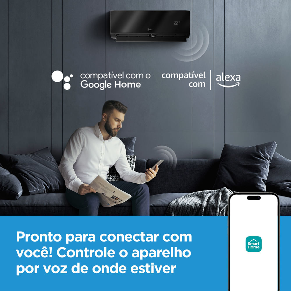 Ar-Condicionado Split Hi Wall Inverter Midea Xtreme Save Connect Black Edition 12.000 BTU/h Quente/Frio 220v