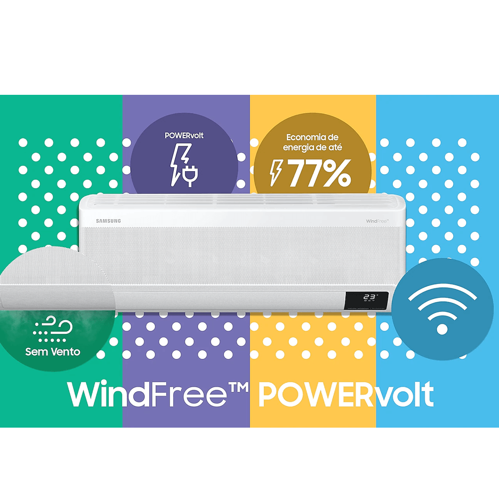 Ar Condicionado Split Hi Wall Samsung WindFree POWERvolt Inverter 12.000 BTU/h Frio 127.220v Bivolt