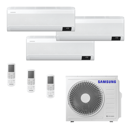 Ar Condicionado Multi-Split Samsung Wind Free Inverter 24.000 BTU (2x 9.000 e 1x 12.000) Quente/Frio 220v