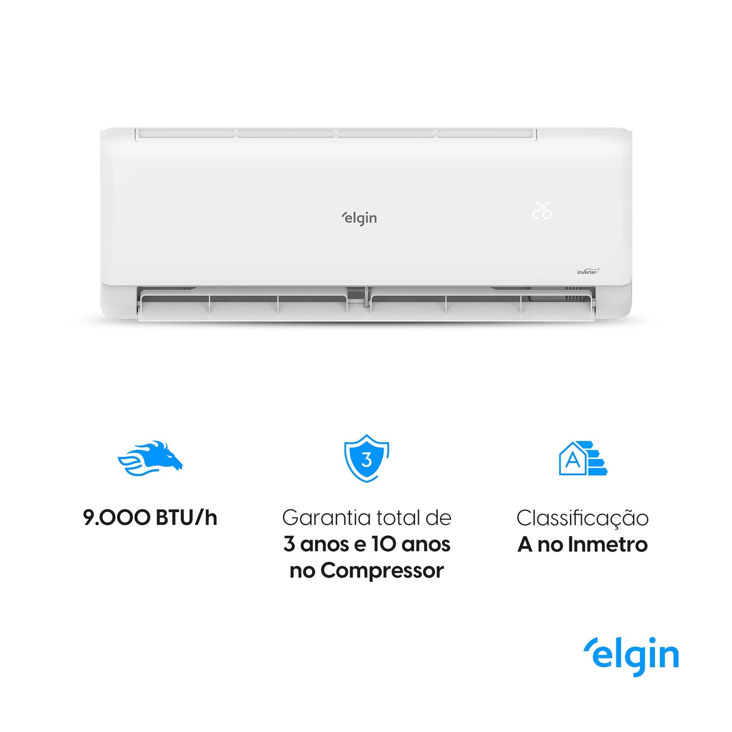 Ar Condicionado Split Hi Wall Inverter Elgin Eco II 9.000 BTU/h Quente/Frio 220v Wi-Fi