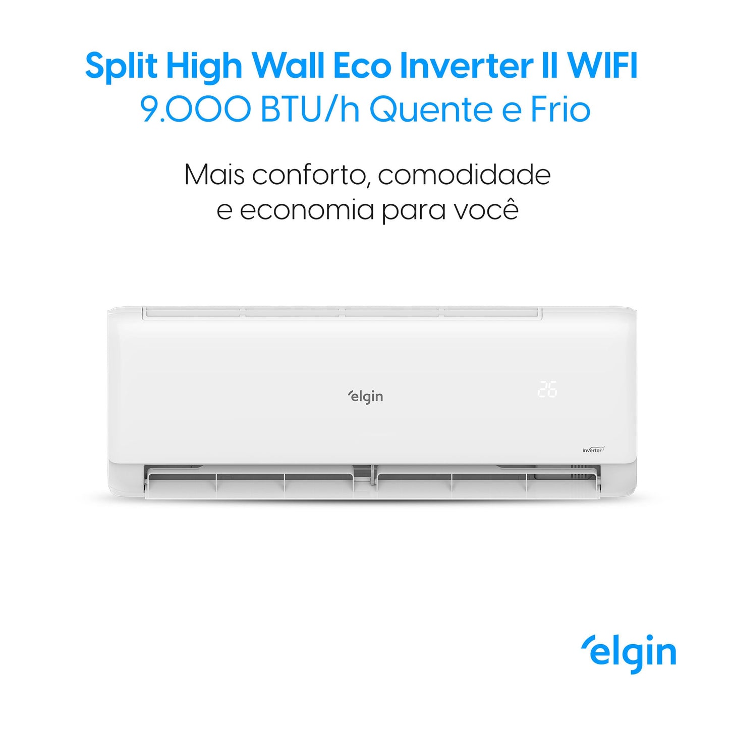 Ar Condicionado Split Hi Wall Inverter Elgin Eco II 9.000 BTU/h Quente/Frio 220v Wi-Fi