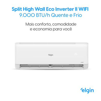 Ar Condicionado Split Hi Wall Inverter Elgin Eco II 9.000 BTU/h Quente/Frio 220v Wi-Fi