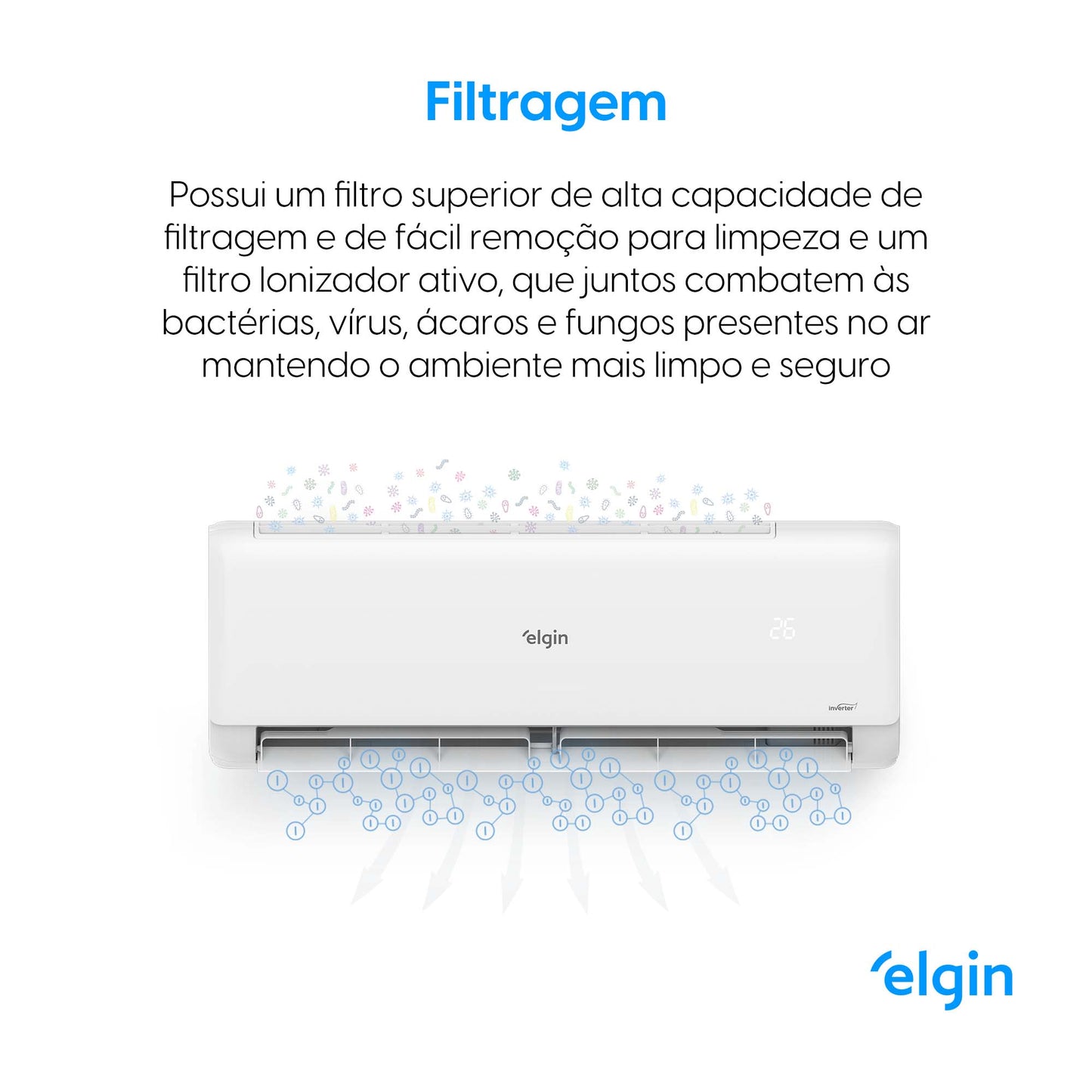 Ar Condicionado Split Hi Wall Inverter Elgin Eco II 9.000 BTU/h Quente/Frio 220v Wi-Fi