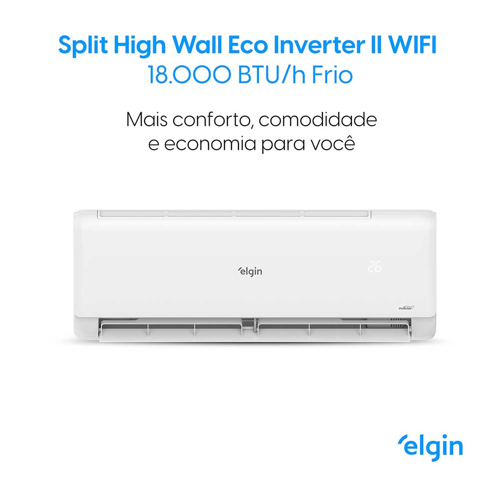 Ar Condicionado Split Hi Wall Inverter Elgin Eco II 18.000 BTU/h Frio 220v Wi-Fi